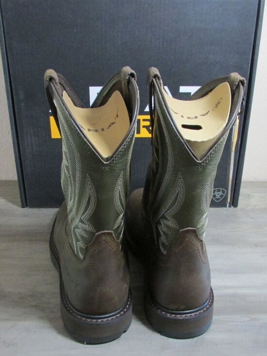 Ariat Men\'s Groundstomper Square Toe Work Boots Brown/Olive 10042549